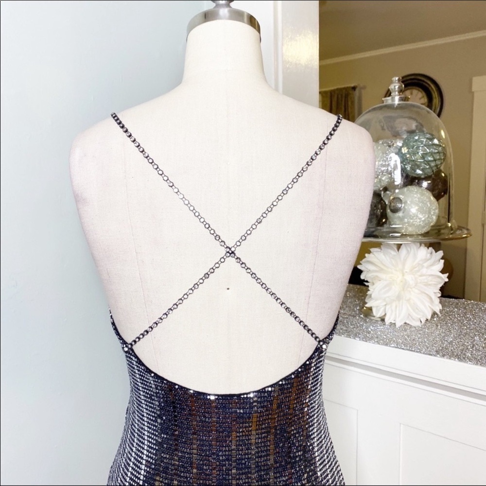 NWT Silver Sequin Mini Dress Sexy Bling Party Dress Medium - Picture 7 of 12